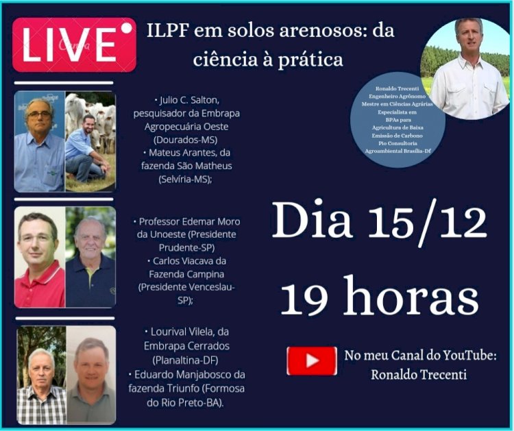 ILPF em solos arenosos é tema de live com grandes nomes do setor