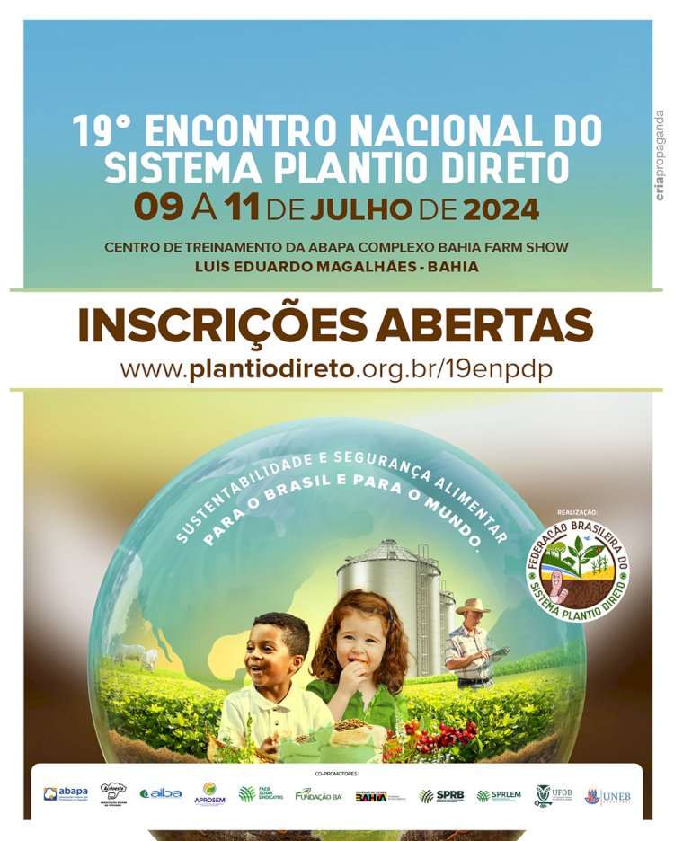 Inscrições abertas e com desconto para o 19º Encontro Nacional do Sistema Plantio Direto