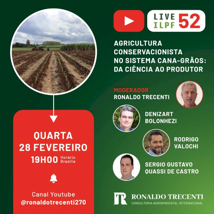 Agricultura Conservacionista no Sistema Cana-Grãos é tema de live nesta quarta-feira