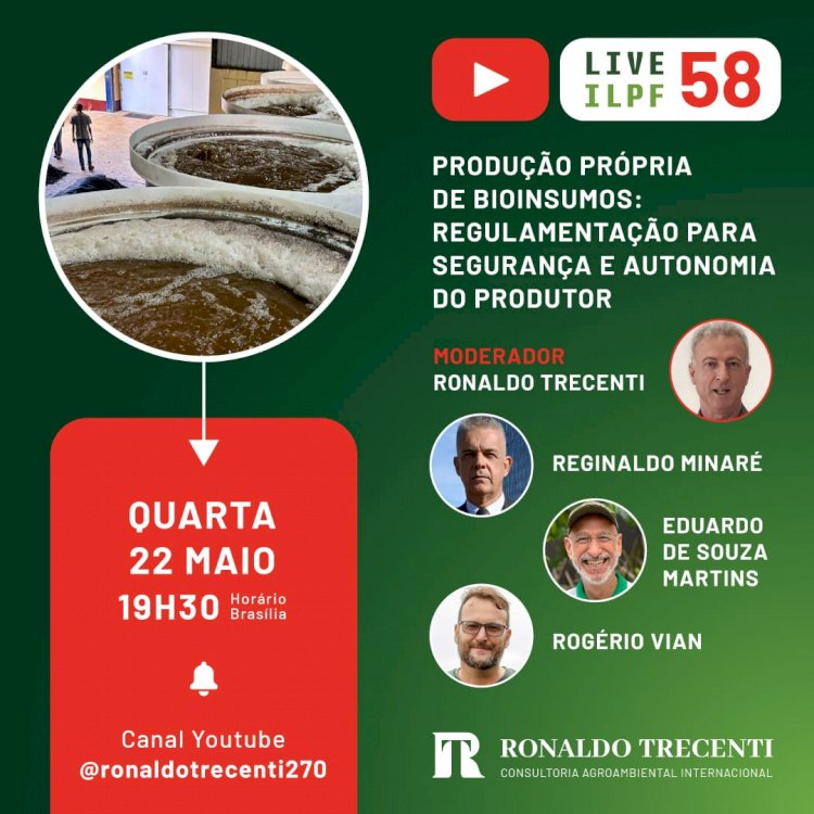 Produção própria de bioinsumos é tema da Live ILPF nesta quarta-feira