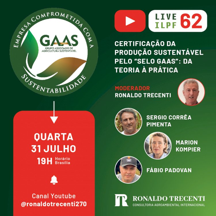 Live: Certificação da Produção Sustentável pelo "Selo GAAS"