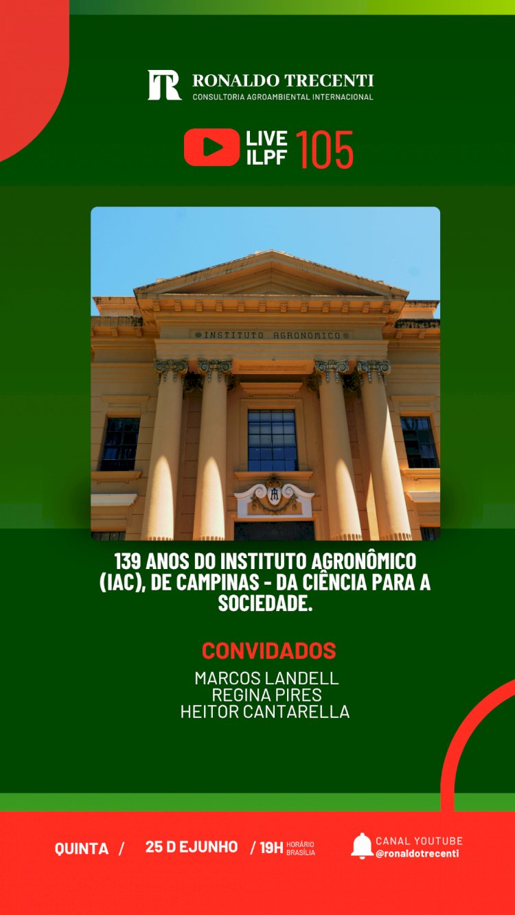 139 anos do IAC é tema da Live ILPF desta semana